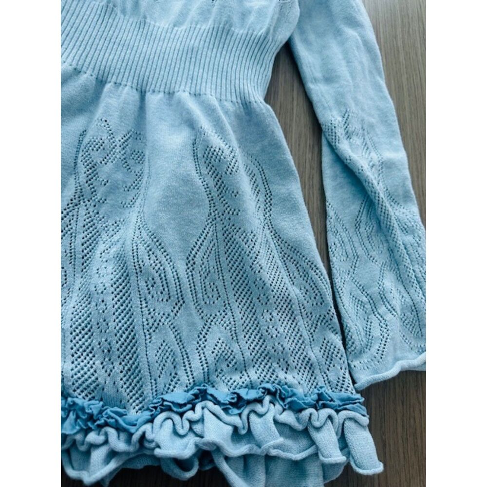 Guinevere Anthropologie Curly Tiered Ruffle Romantic 100% Cotton Cozy Cardigan S - Picture 8 of 8